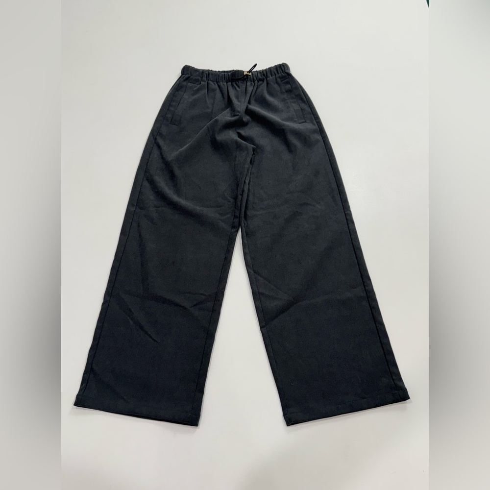 ZARA Charcoal Pull-On Casual Pants Relaxed Straight Leg Elastic Waist XS - Picture 2 of 15